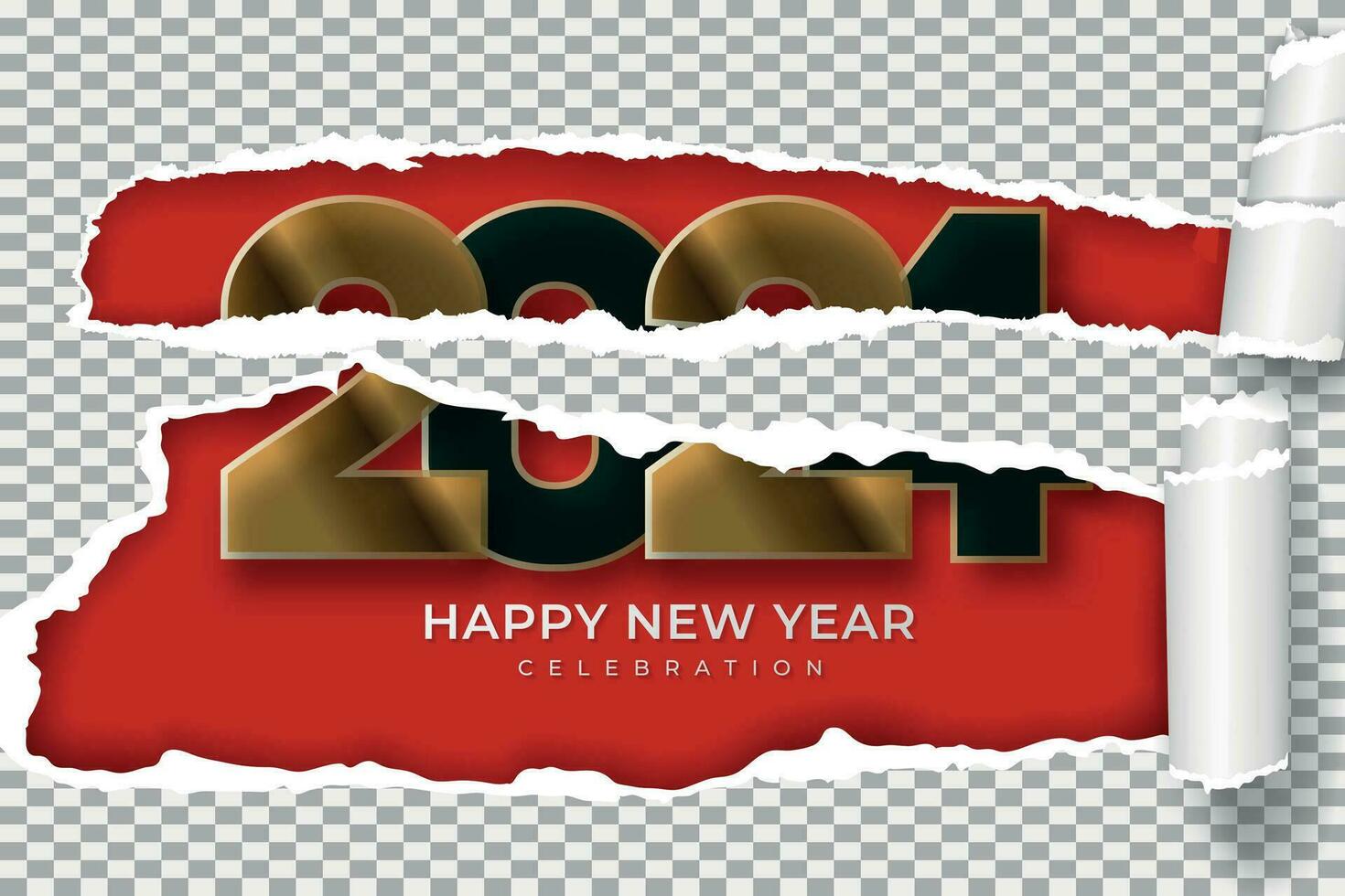 modern Lycklig ny år med realistisk trasig papper färgrik enkel för bakgrund eller baner vektor