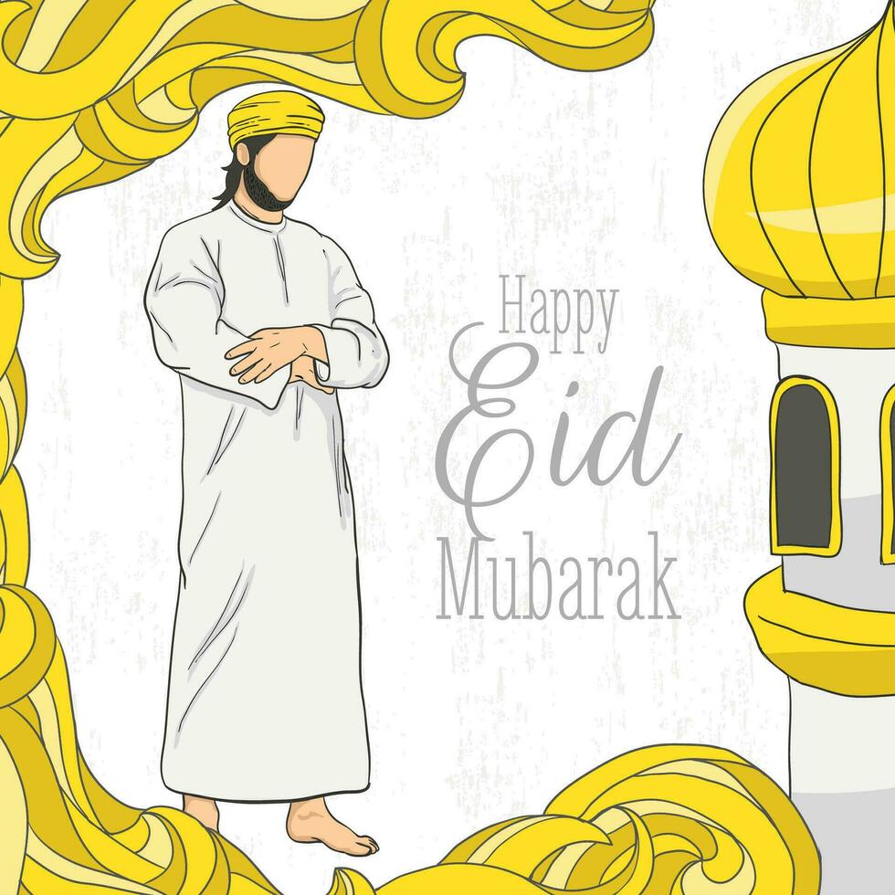 eid Mubarak Hintergrund mit Hand gezeichnet Illustration vektor