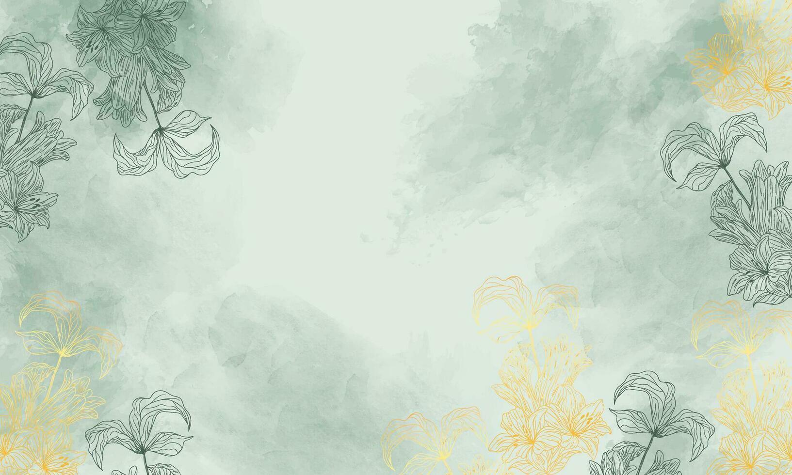 abstrakt Aquarell Hintergrund mit Blumen- Linie Kunst vektor