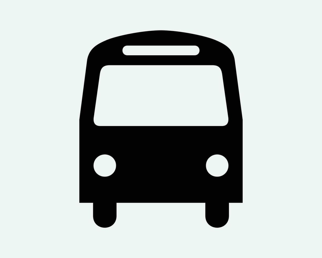 Bus Symbol Öffentlichkeit Transport Transport Vorderseite frontal Aussicht Fahrzeug Reise Passagier Ausflug Schule halt Kopf schwarz gestalten Silhouette Vektor Zeichen Symbol