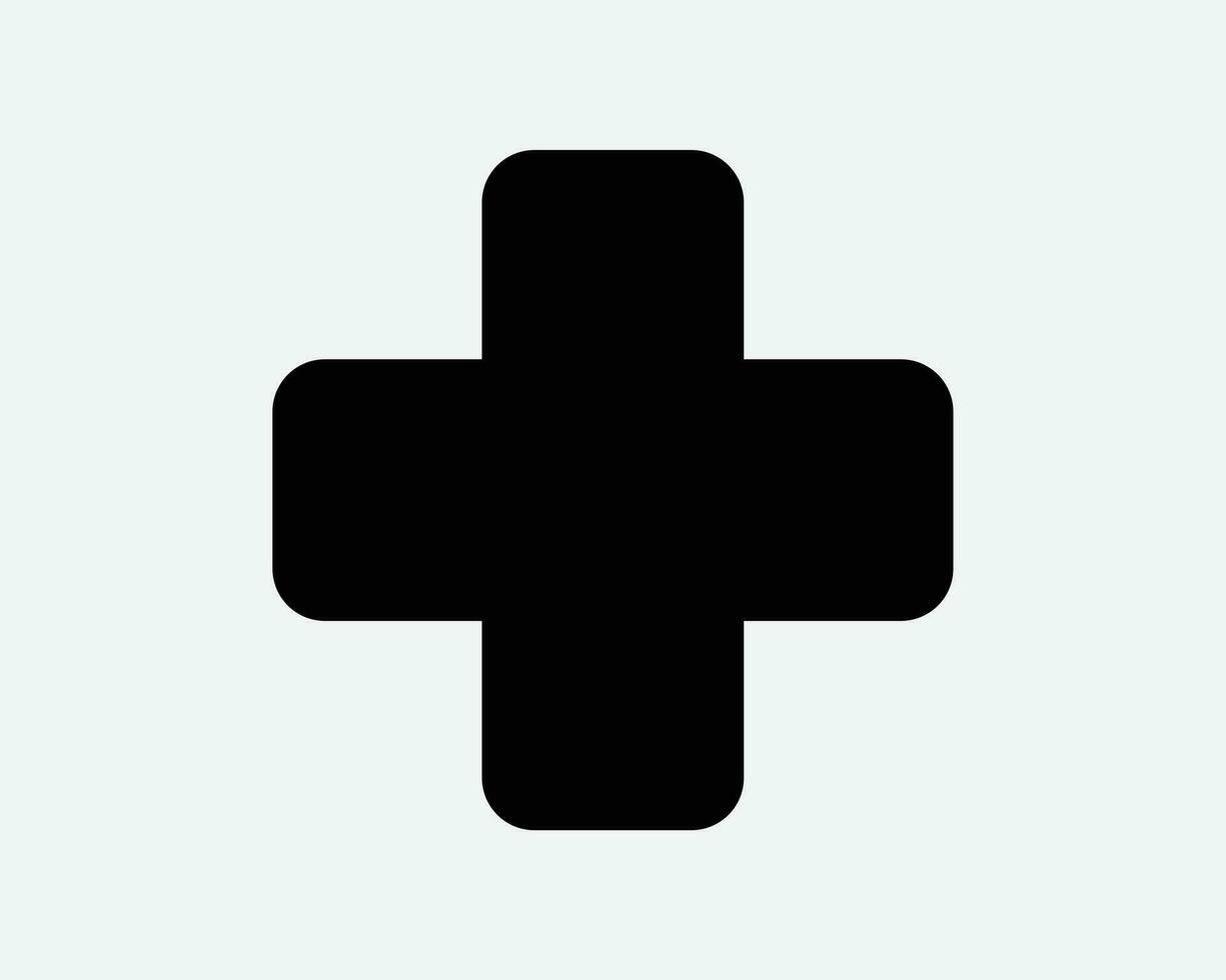 Gesundheitswesen Kreuz Symbol medizinisch Gesundheit Pflege Krankenhaus zuerst Hilfe Zeichen Notfall Krankenwagen Apotheke Medizin Sicherheit Klinik Medizin schwarz Weiß Vektor Symbol