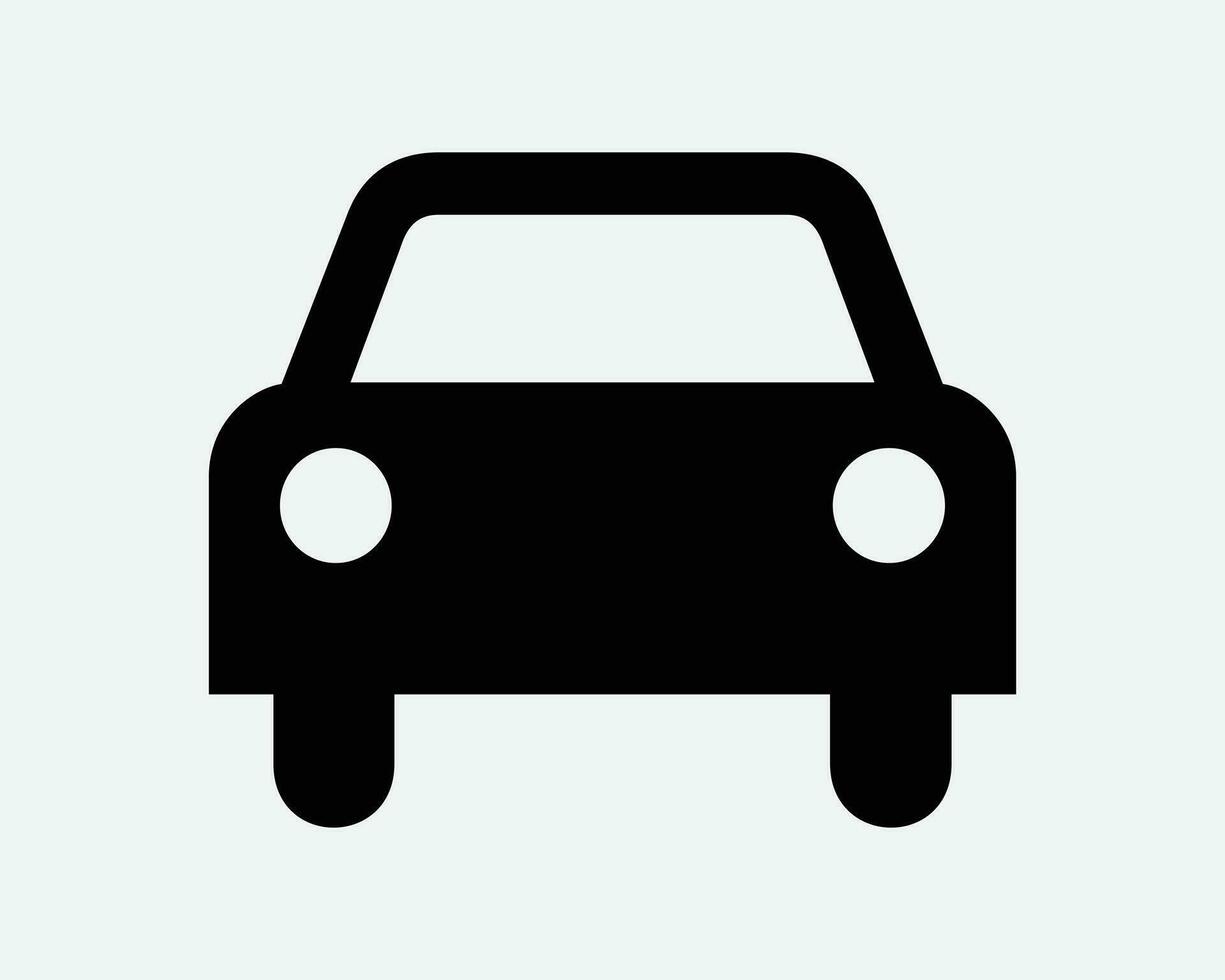 bil främre se ikon. bil- motor fordon taxi cab närma sig svart vit översikt form vektor ClipArt grafisk illustration konstverk tecken symbol