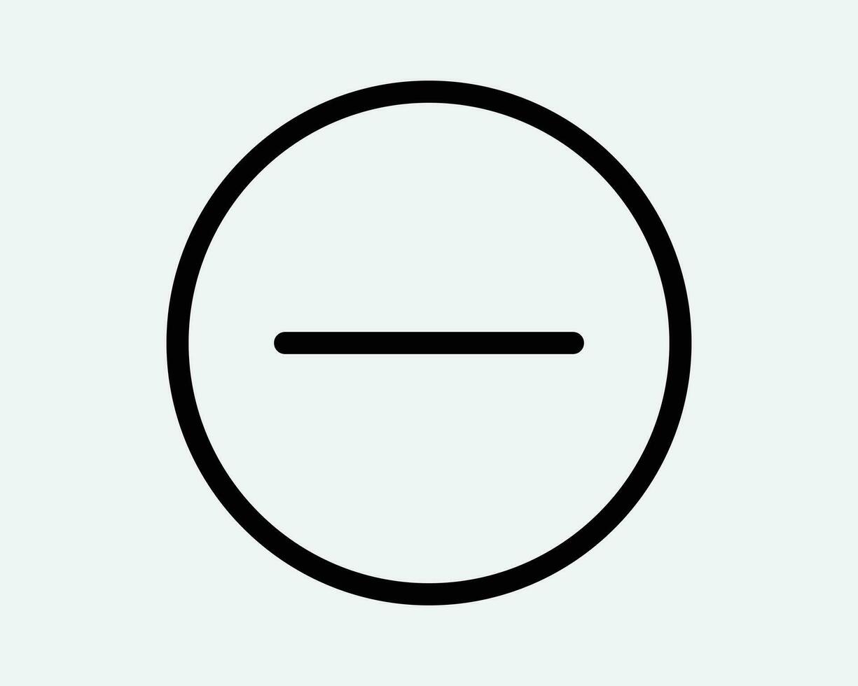 minus- tecken runda ikon zoom i ut negativ cirkel cirkulär knapp subtrahera matematik ta bort radera minimera annullera Nej svart tunn linje symbol vektor översikt
