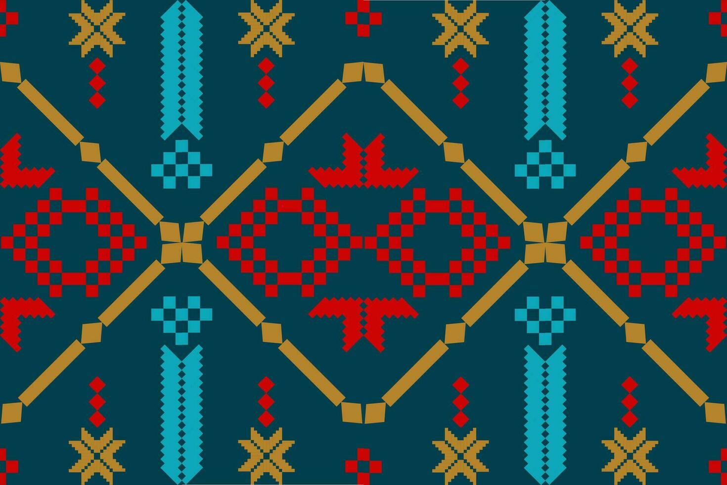 einheimisch Ikat Stoff.aztekisch geometisch Kunst Ornament Design zum Teppich, Tapete, Kleidung, Verpackung, Textil.Damast Stil Muster zum Textil- und Dekoration.nahtlos Muster im Stamm. vektor