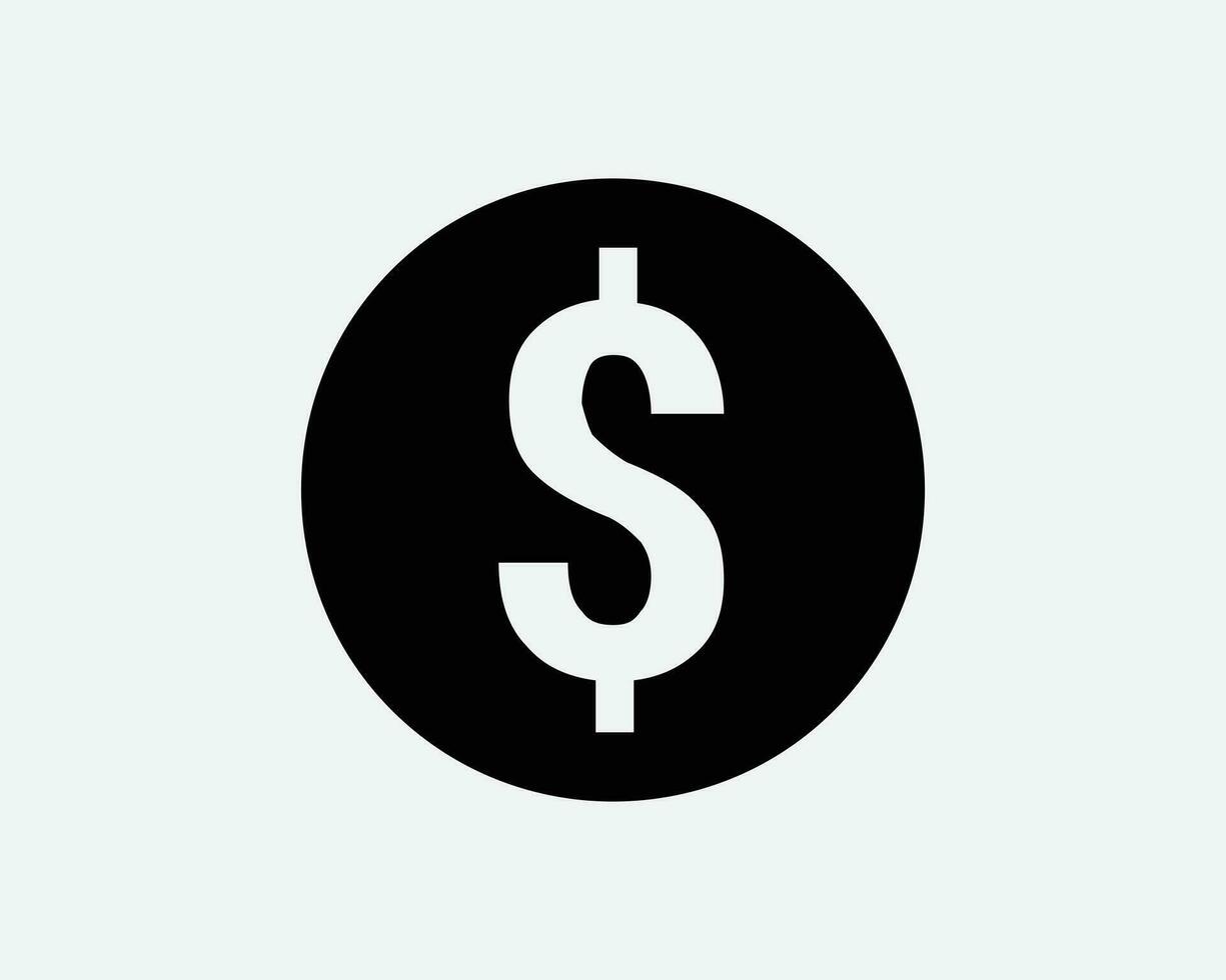 dollar tecken runda ikon pengar valuta kontanter finansiera Bank finansiell betalning rikedom rik cirkulär cirkel svart vit översikt form vektor ClipArt symbol