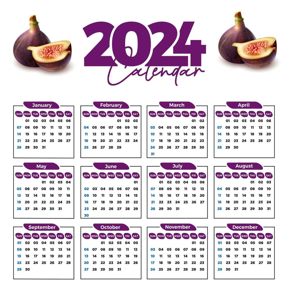 2024 kalender design mall för Lycklig ny år vektor