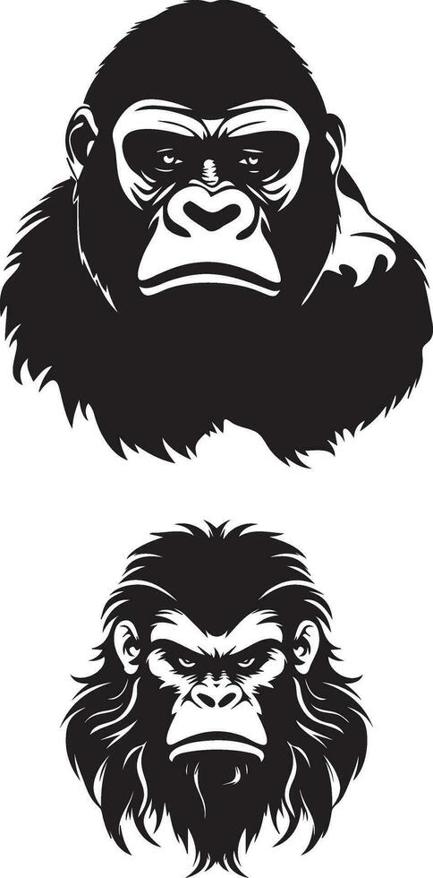gorilla huvudskott svart och vit vektor