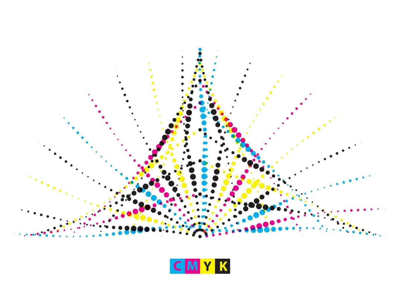 en färgrik abstrakt design med de ord kärlek, cmyk Sol halvton punkt mönster bakgrund, cirkel mönster radiell spiraler ansluten prickar abstrakt nätverk spiral radie cirklar vektor