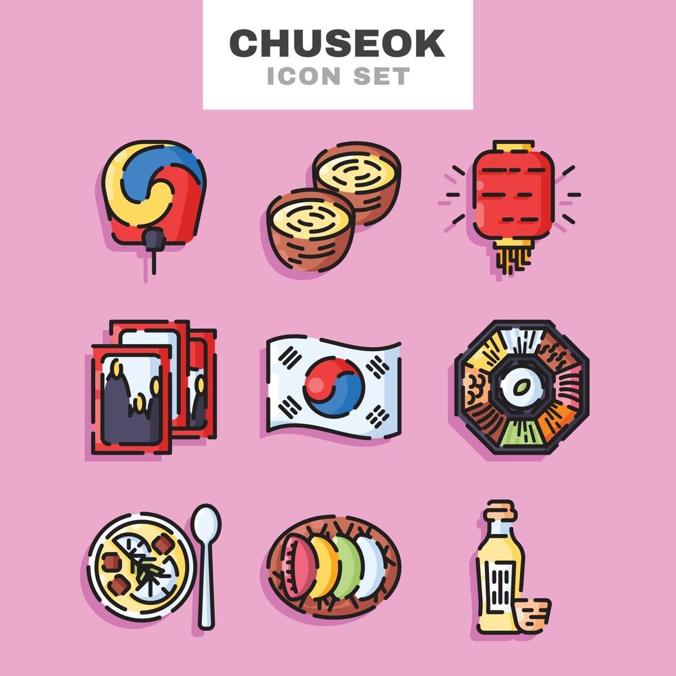 Chuseok-Icon-Set vektor