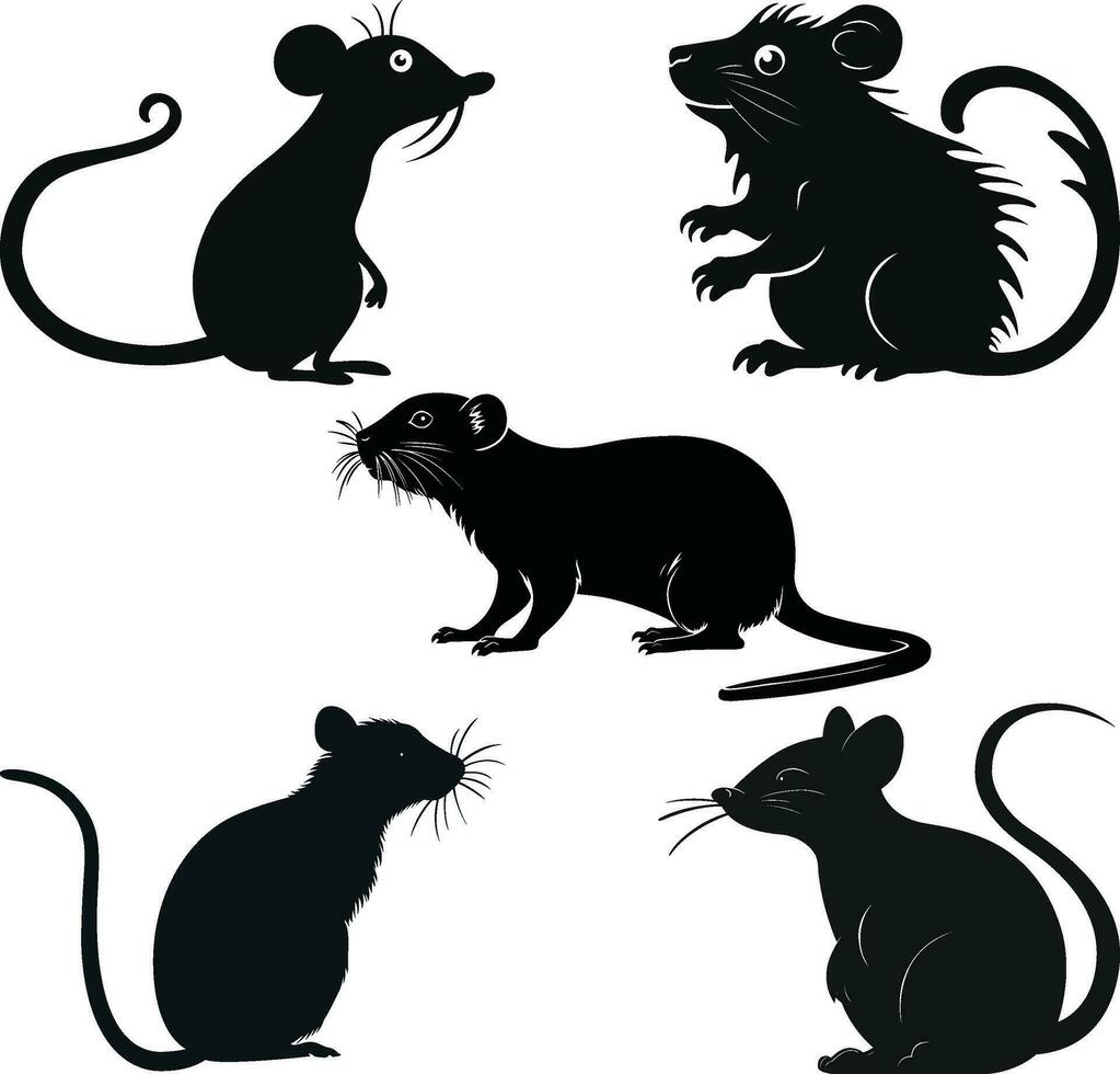 uppsättning av råtta och möss silhuetter. Bra använda sig av för logotyp, webb ikoner, symbol och något vektor