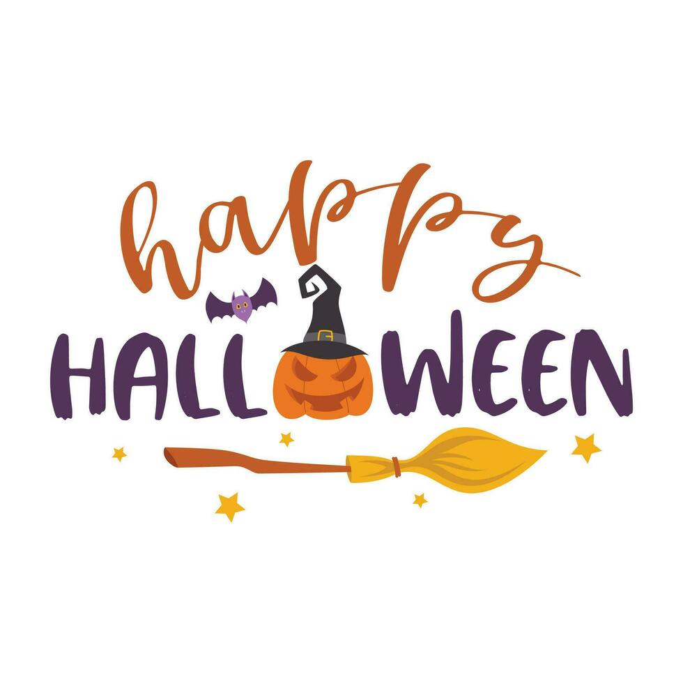 Happy Halloween-Vektor-Schriftzug. Feiertagsbeschriftung für Banner. Happy Halloween Poster, Grußkarte, Partyeinladung. Vektor-Illustration. vektor