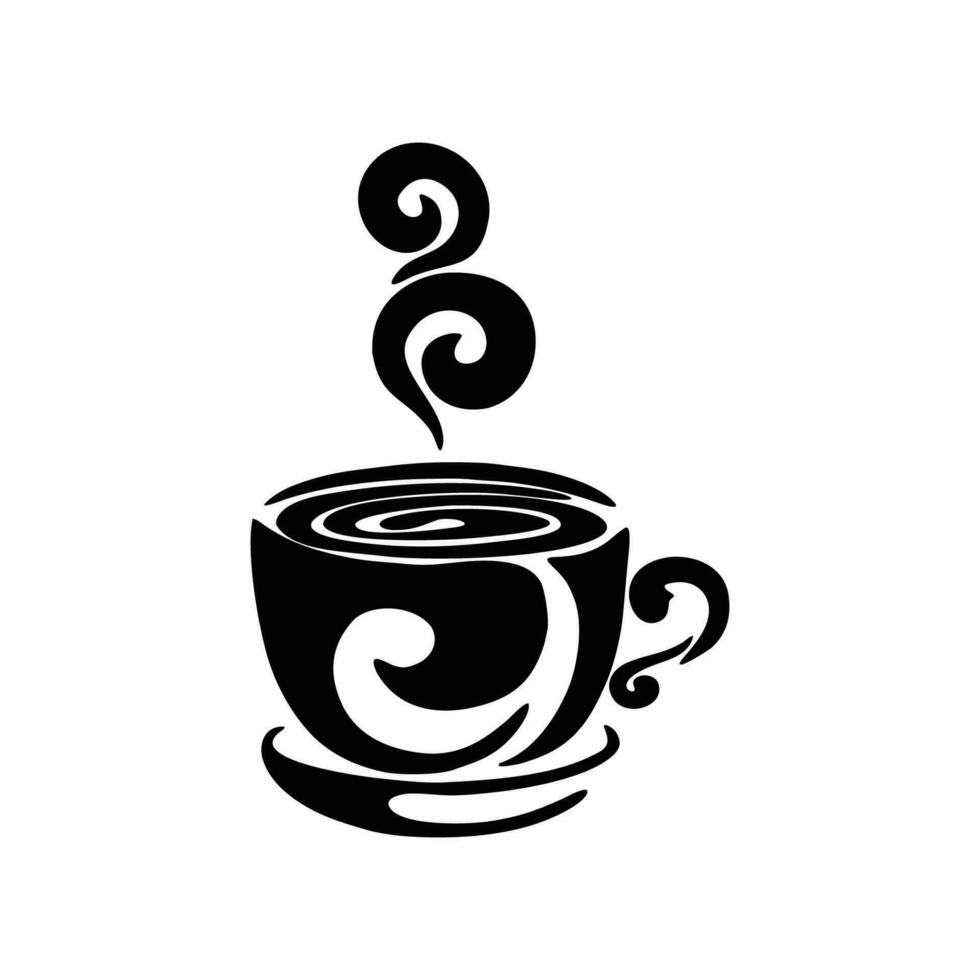 svart och vit silhuett vektor kaffe ikon. svart och vit kaffe logotyp illustration