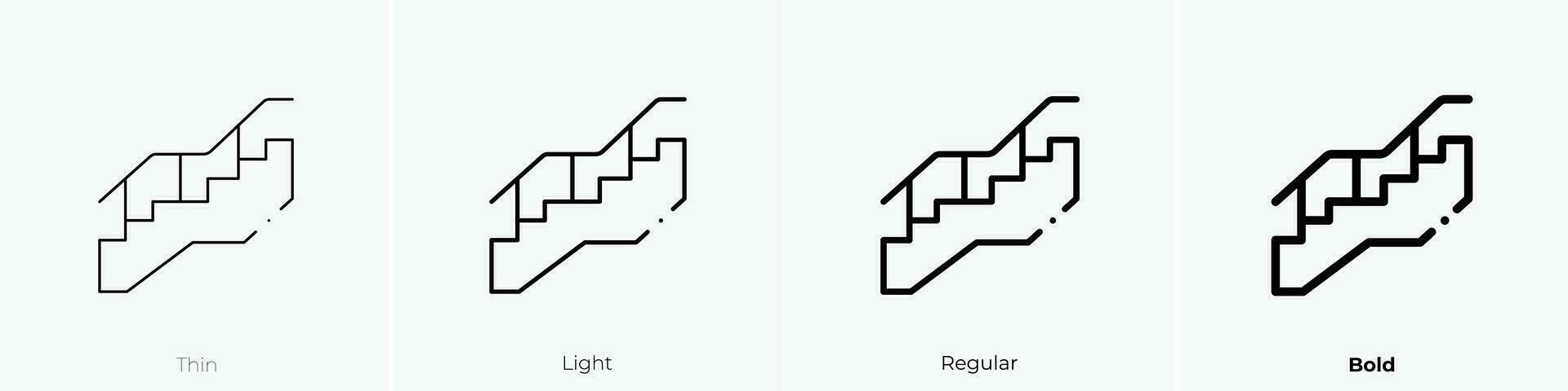 Treppe Symbol. dünn, Licht, regulär und Fett gedruckt Stil Design isoliert auf Weiß Hintergrund vektor