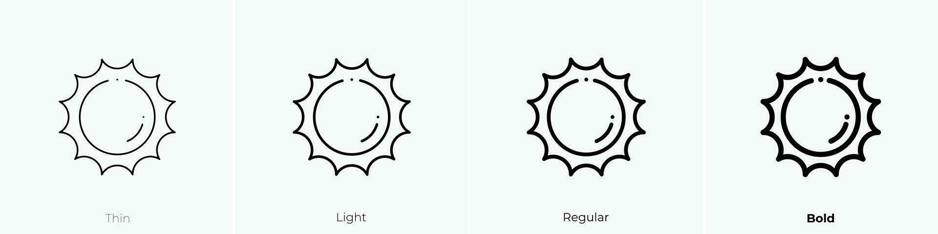Sonne Symbol. dünn, Licht, regulär und Fett gedruckt Stil Design isoliert auf Weiß Hintergrund vektor