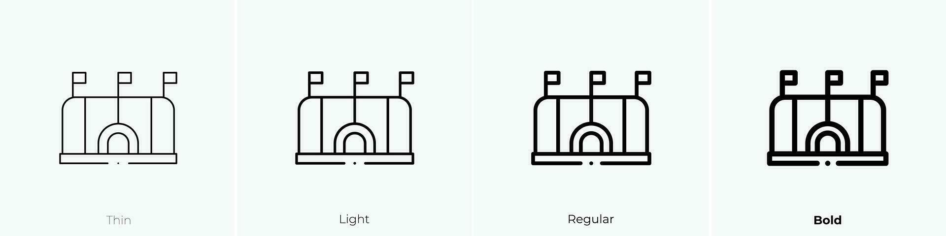 Stadion Symbol. dünn, Licht, regulär und Fett gedruckt Stil Design isoliert auf Weiß Hintergrund vektor