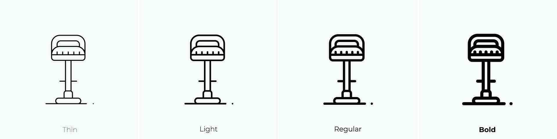 Schemel Symbol. dünn, Licht, regulär und Fett gedruckt Stil Design isoliert auf Weiß Hintergrund vektor