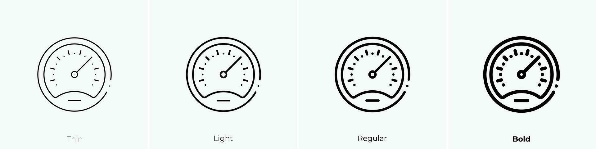 Geschwindigkeitsmesser Symbol. dünn, Licht, regulär und Fett gedruckt Stil Design isoliert auf Weiß Hintergrund vektor