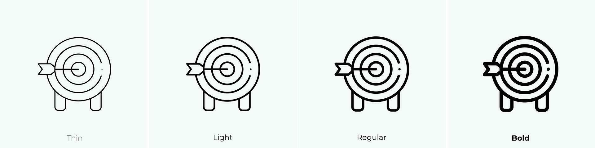 Ziel Symbol. dünn, Licht, regulär und Fett gedruckt Stil Design isoliert auf Weiß Hintergrund vektor