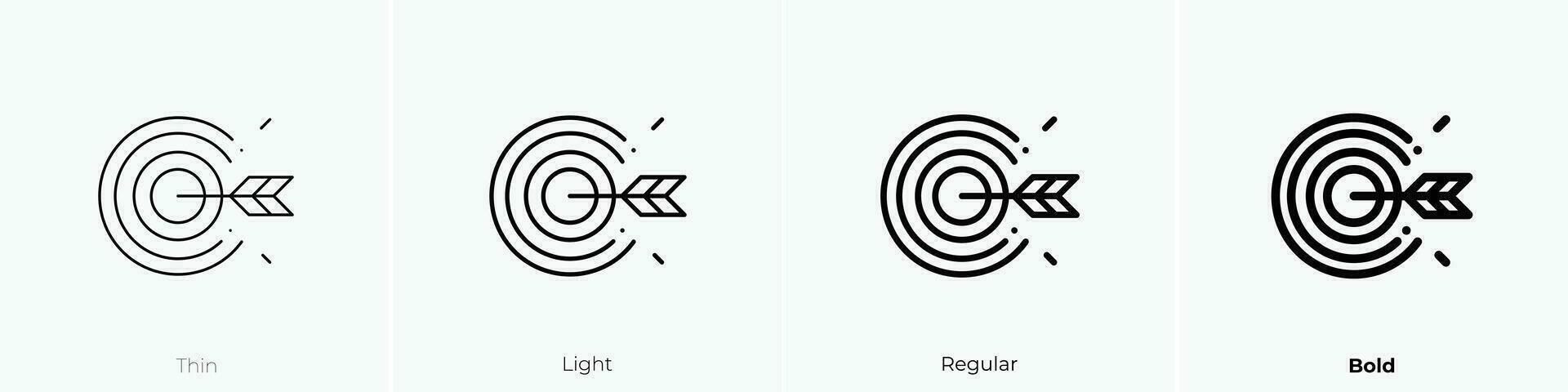 Ziel Symbol. dünn, Licht, regulär und Fett gedruckt Stil Design isoliert auf Weiß Hintergrund vektor