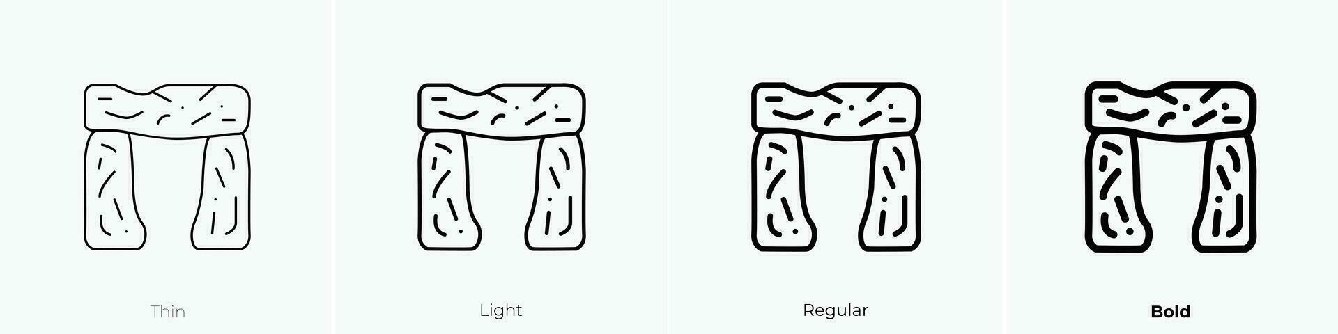 Stonehenge Symbol. dünn, Licht, regulär und Fett gedruckt Stil Design isoliert auf Weiß Hintergrund vektor