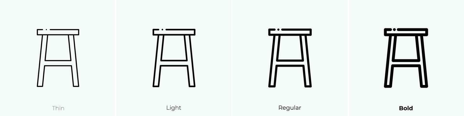 Schemel Symbol. dünn, Licht, regulär und Fett gedruckt Stil Design isoliert auf Weiß Hintergrund vektor