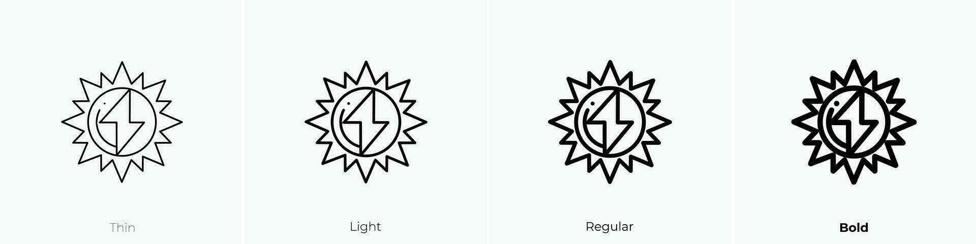 Sonne 2 Symbol. dünn, Licht, regulär und Fett gedruckt Stil Design isoliert auf Weiß Hintergrund vektor