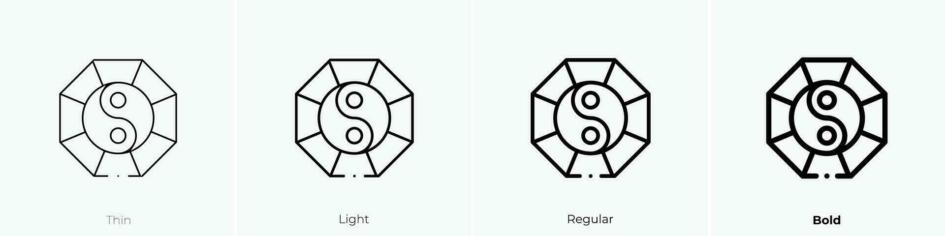 Taoismus Symbol. dünn, Licht, regulär und Fett gedruckt Stil Design isoliert auf Weiß Hintergrund vektor