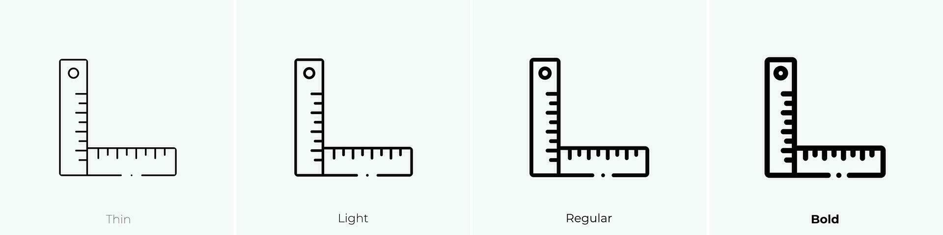 Platz Lineal Symbol. dünn, Licht, regulär und Fett gedruckt Stil Design isoliert auf Weiß Hintergrund vektor