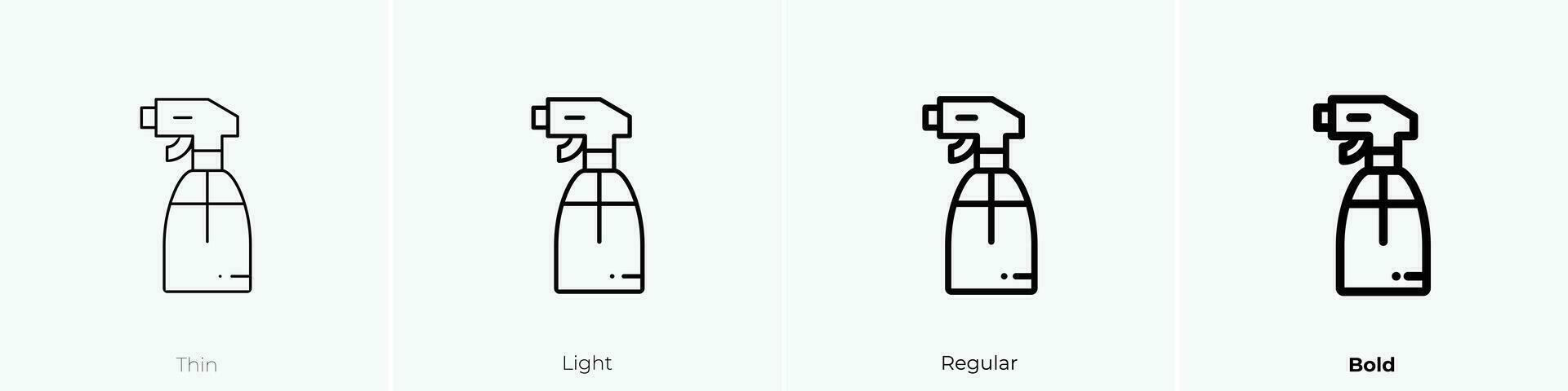 Sprühgerät Symbol. dünn, Licht, regulär und Fett gedruckt Stil Design isoliert auf Weiß Hintergrund vektor