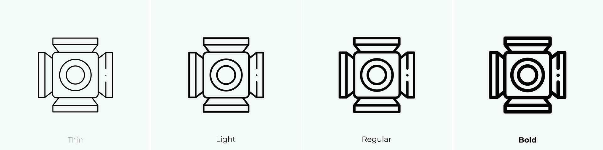 Scheinwerfer Symbol. dünn, Licht, regulär und Fett gedruckt Stil Design isoliert auf Weiß Hintergrund vektor