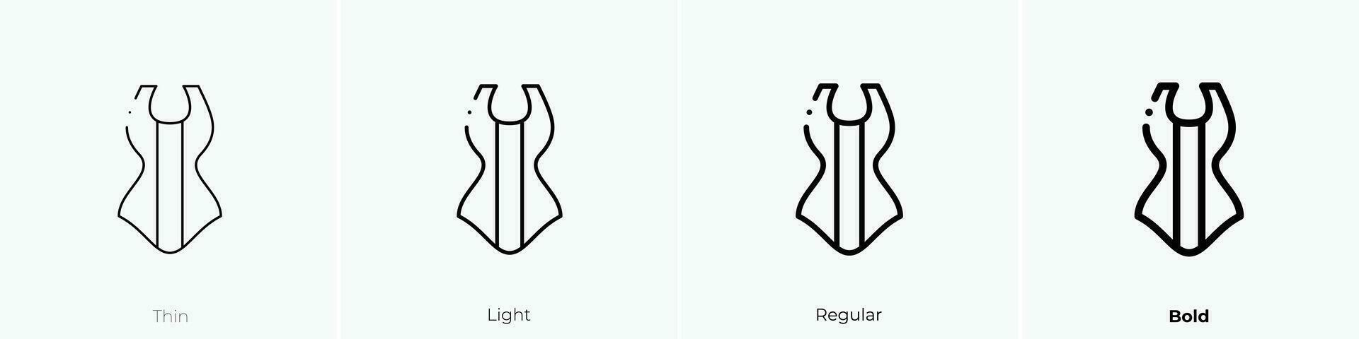 Badeanzug Symbol. dünn, Licht, regulär und Fett gedruckt Stil Design isoliert auf Weiß Hintergrund vektor