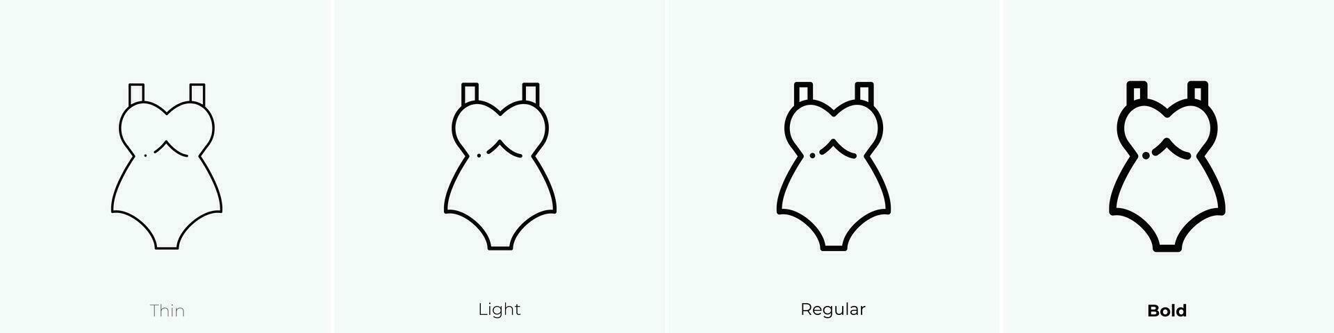 Badeanzug Symbol. dünn, Licht, regulär und Fett gedruckt Stil Design isoliert auf Weiß Hintergrund vektor