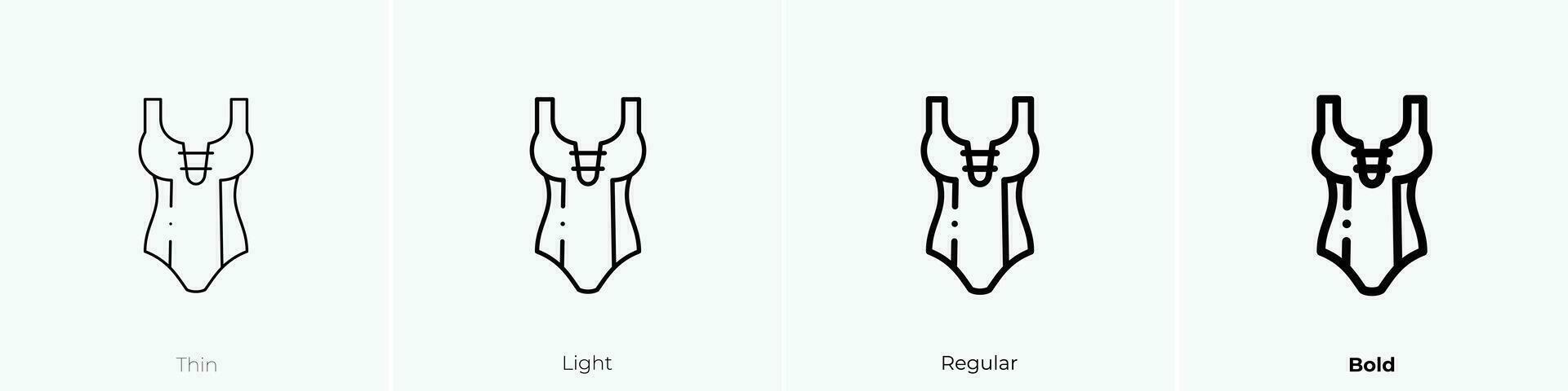 Badeanzug Symbol. dünn, Licht, regulär und Fett gedruckt Stil Design isoliert auf Weiß Hintergrund vektor