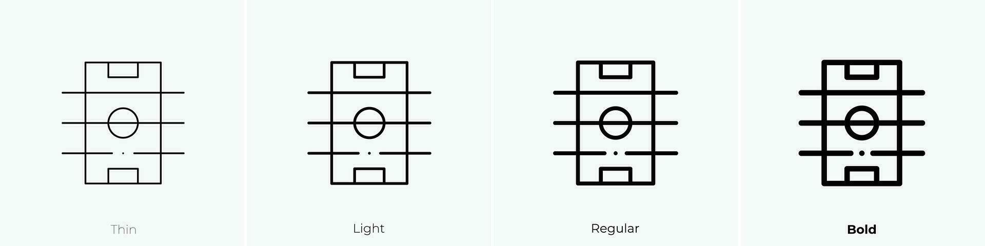 Tabelle Fußball Symbol. dünn, Licht, regulär und Fett gedruckt Stil Design isoliert auf Weiß Hintergrund vektor