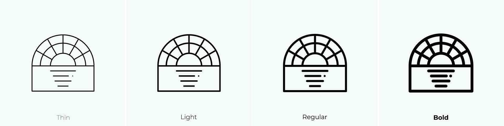 Sonnenuntergang Symbol. dünn, Licht, regulär und Fett gedruckt Stil Design isoliert auf Weiß Hintergrund vektor