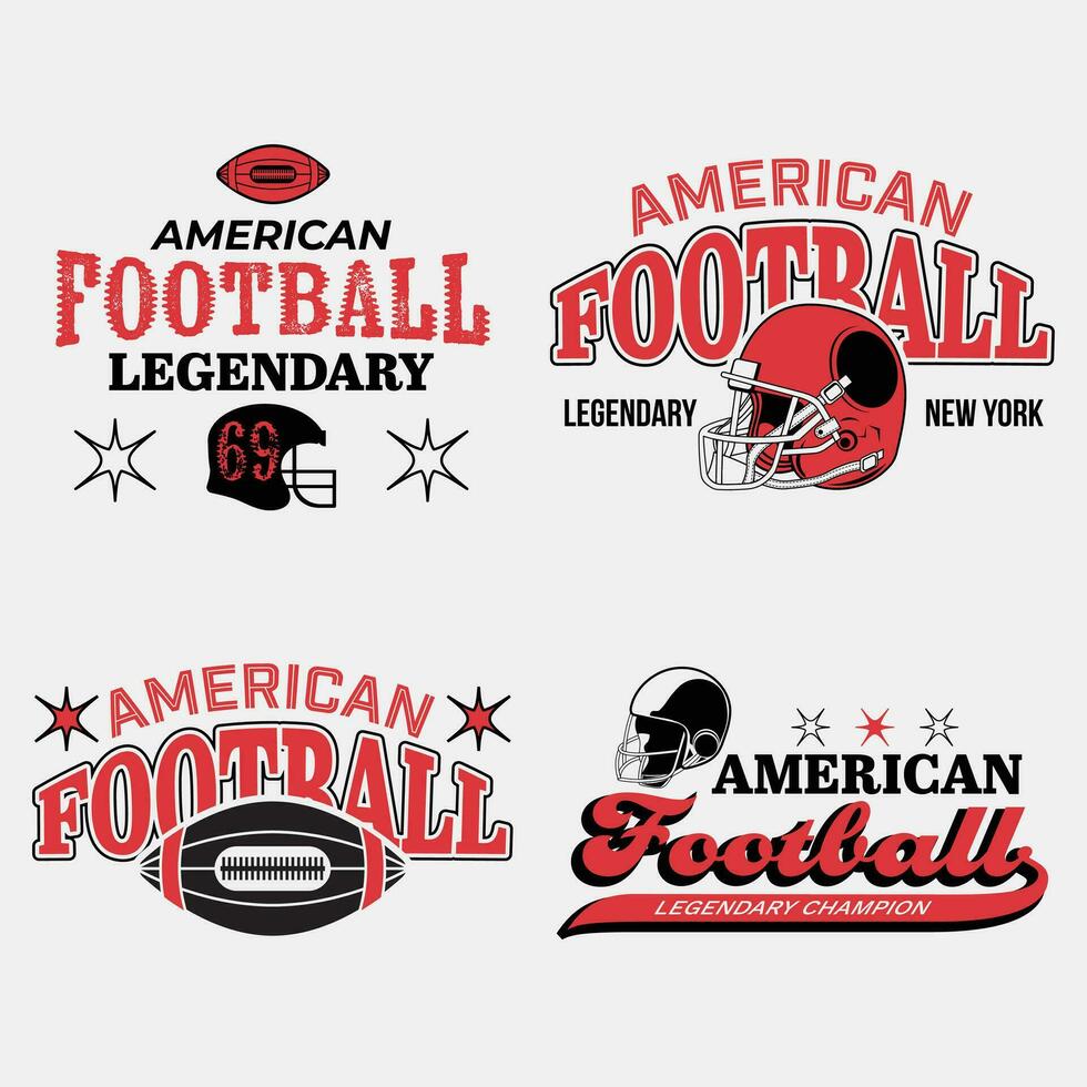 Rugby Fußball Logos Abzeichen Drucke. Universität Slogan Typografie Design. Vektor Illustration zum Mode Tee, T-Shirt und Poster