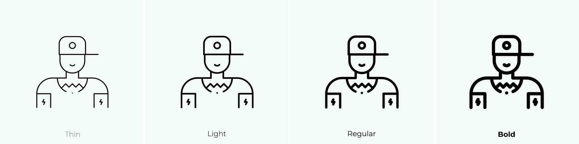 tätowieren Künstler Symbol. dünn, Licht, regulär und Fett gedruckt Stil Design isoliert auf Weiß Hintergrund vektor