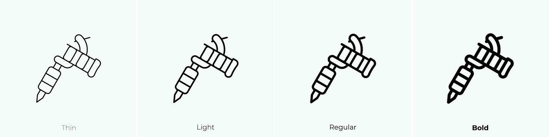 tätowieren Maschine Symbol. dünn, Licht, regulär und Fett gedruckt Stil Design isoliert auf Weiß Hintergrund vektor