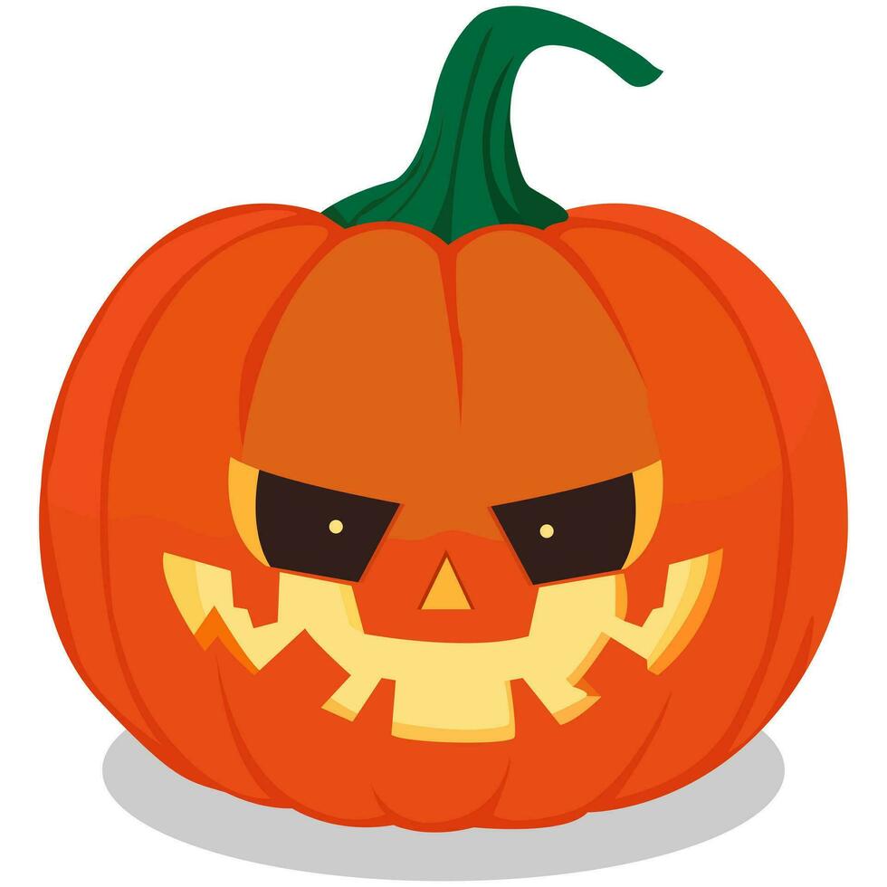 Halloween-Kürbis mit fröhlichem Gesicht auf dunklem Hintergrund. Vektor-Cartoon-Illustration. vektor