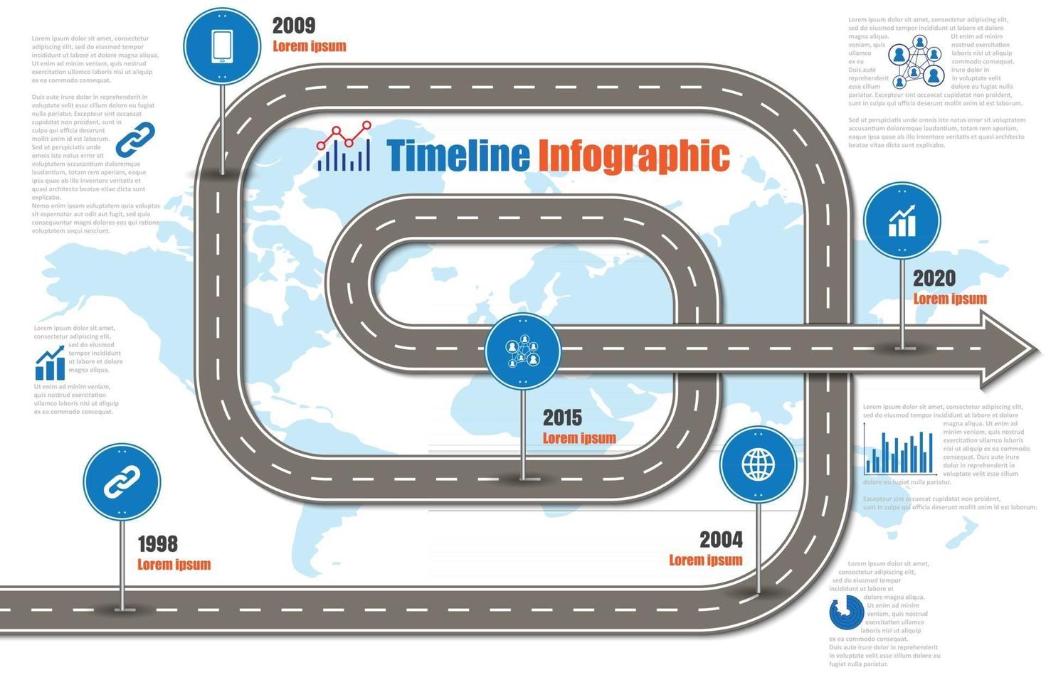 Business Road Signs Karte Timeline Infografik für abstrakte Hintergrundvorlage Meilenstein Element moderne Diagramm Prozesstechnologie digitale Marketingdaten Präsentation Diagramm Vektor-Illustration entworfen vektor