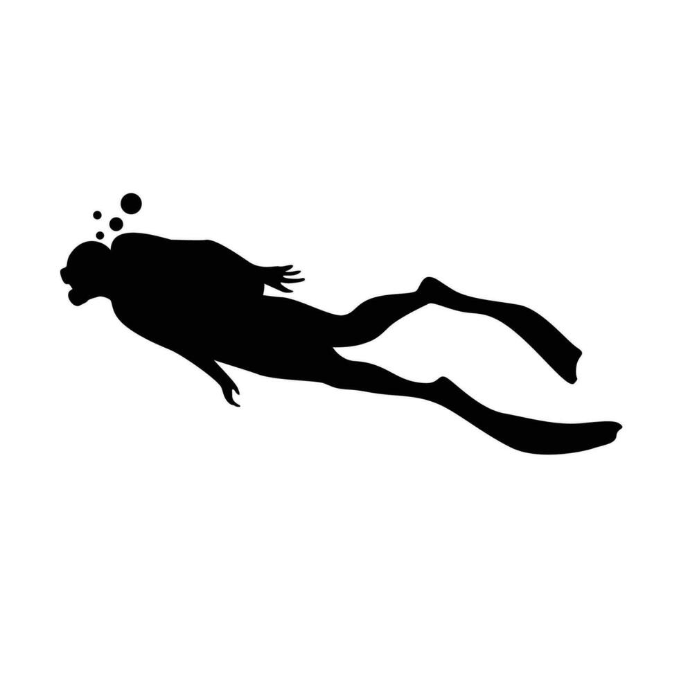 Taucher Silhouette Design. Menschen schwimmen unter Wasser Zeichen und Symbol. vektor
