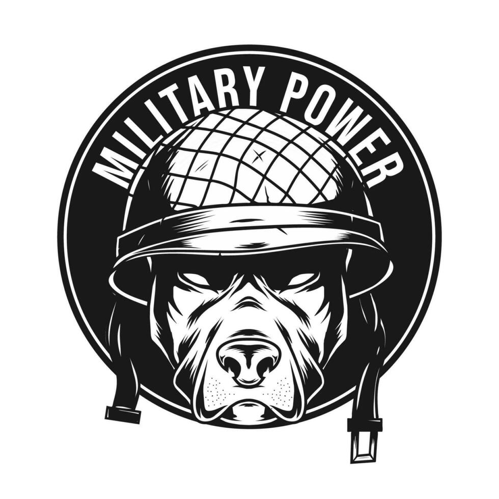 Militär- Abzeichen Design mit Pitbull Kopf Zeichnung vektor