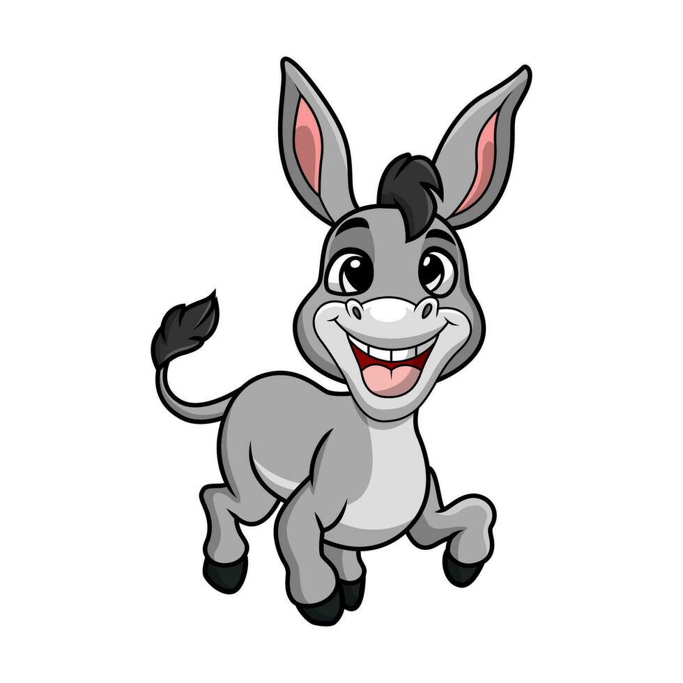 niedlicher Esel-Cartoon auf weißem Hintergrund vektor