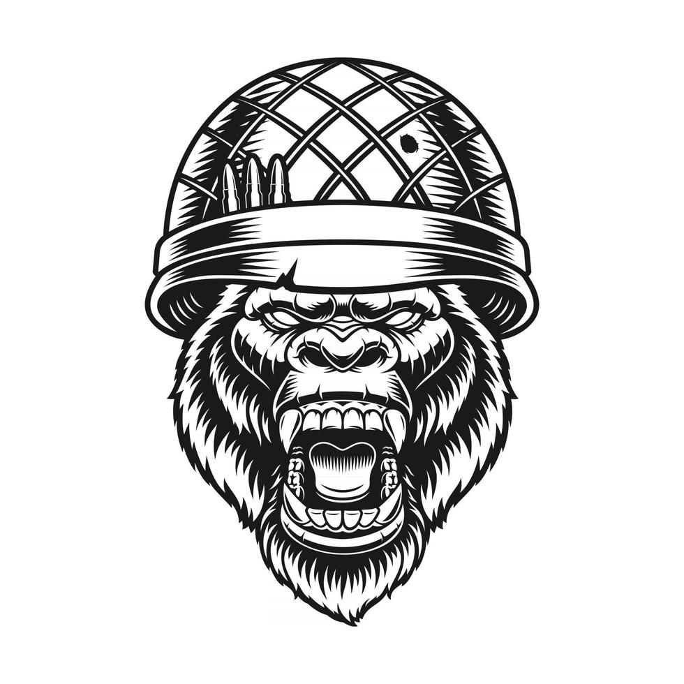 gorilla soldat vektorillustration vektor