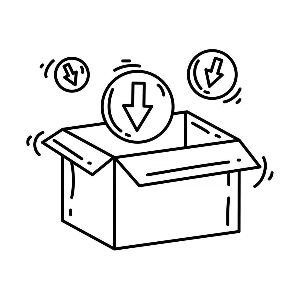 E-Commerce-Verpackung. handgezeichnete Icon-Set, Umriss schwarz, Doodle-Symbol, Vektor-Symbol vektor