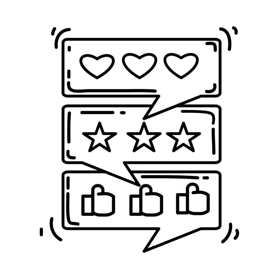 E-Commerce-Testimonial. handgezeichnete Icon-Set, Umriss schwarz, Doodle-Symbol, Vektor-Symbol vektor