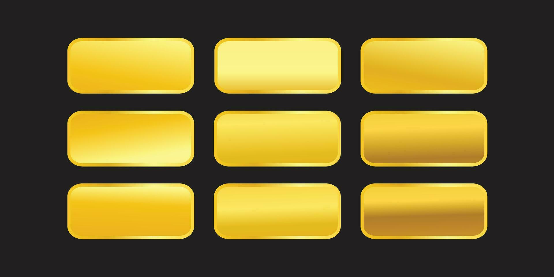 Gold Farbverläufe Textur einstellen Hintergrund Vektor Symbol Meallick Illustration, Band, Gold Steigungen,