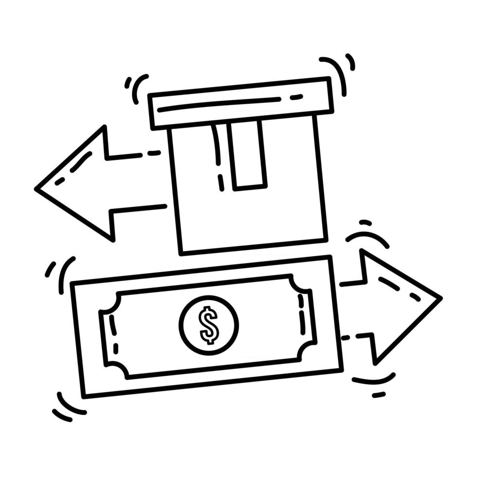 E-Commerce-Lieferungssymbol. handgezeichnete Icon-Set, Umriss schwarz, Doodle-Symbol, Vektor-Symbol vektor