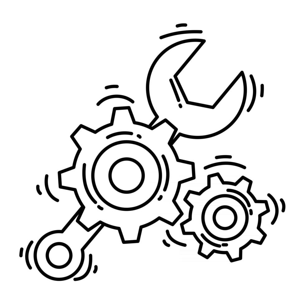E-Commerce-Service. handgezeichnete Icon-Set, Umriss schwarz, Doodle-Symbol, Vektor-Symbol vektor