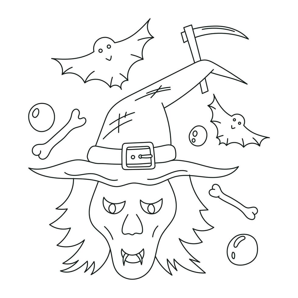 Halloween Hexe Gliederung Illustration zum Färbung Buch vektor